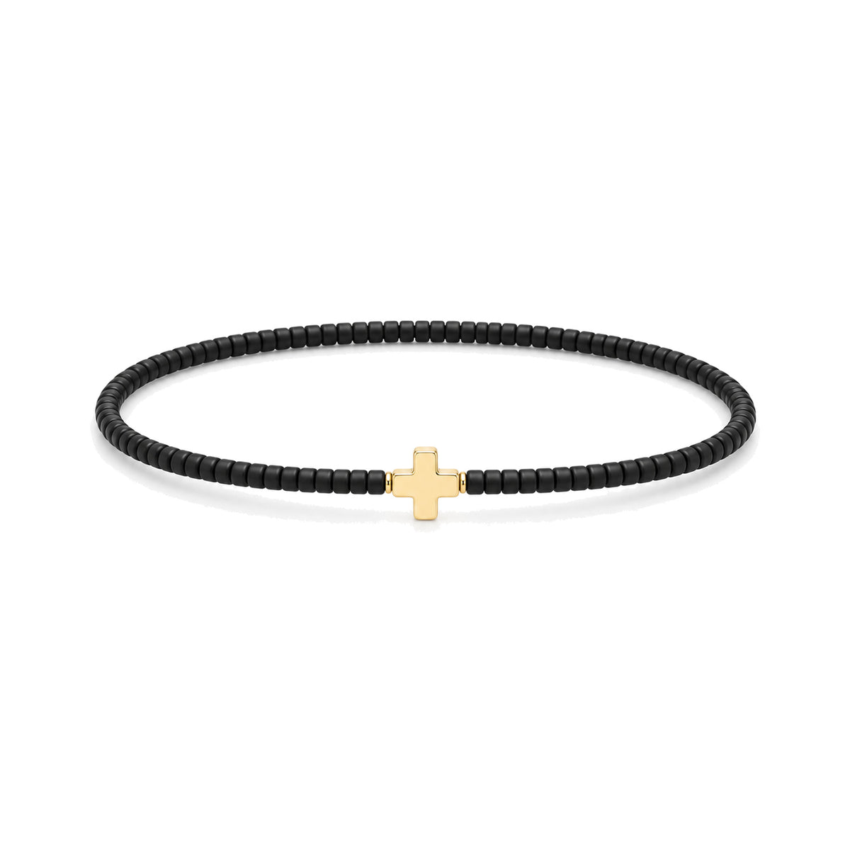 Black Cross Charm Bracelet · 14K Gold Filled