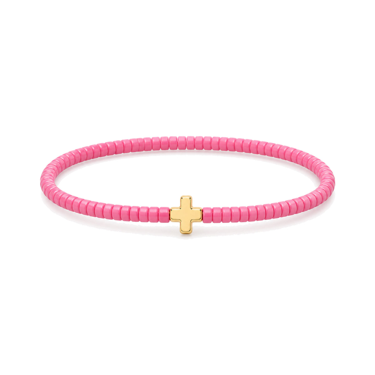 Pink Cross Charm Bracelet · 14K Gold Filled