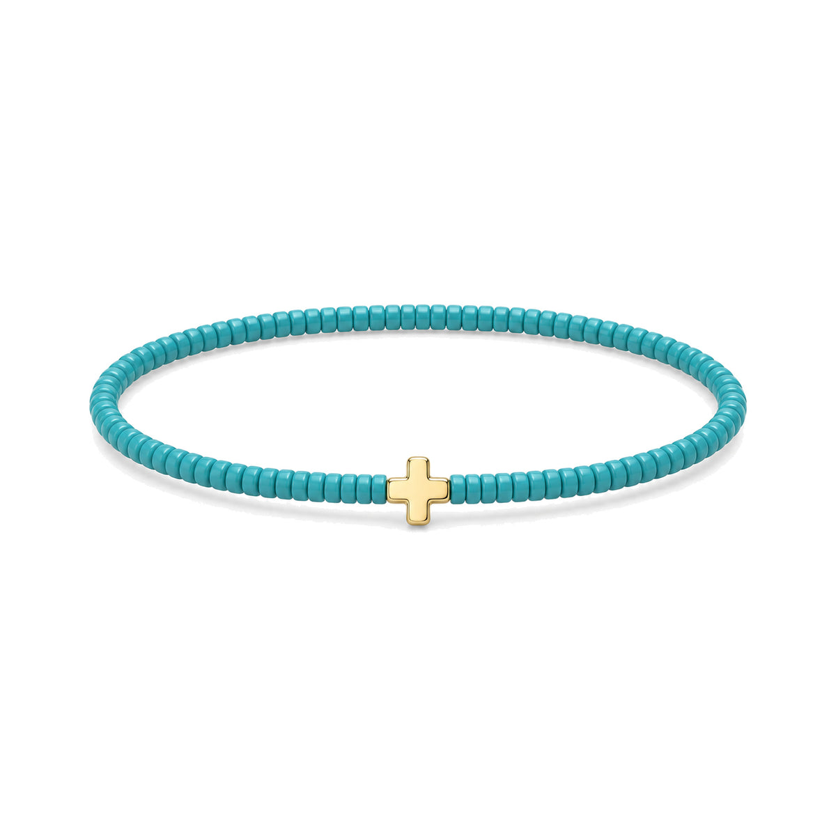 Teal Cross Charm Bracelet · 14K Gold Filled