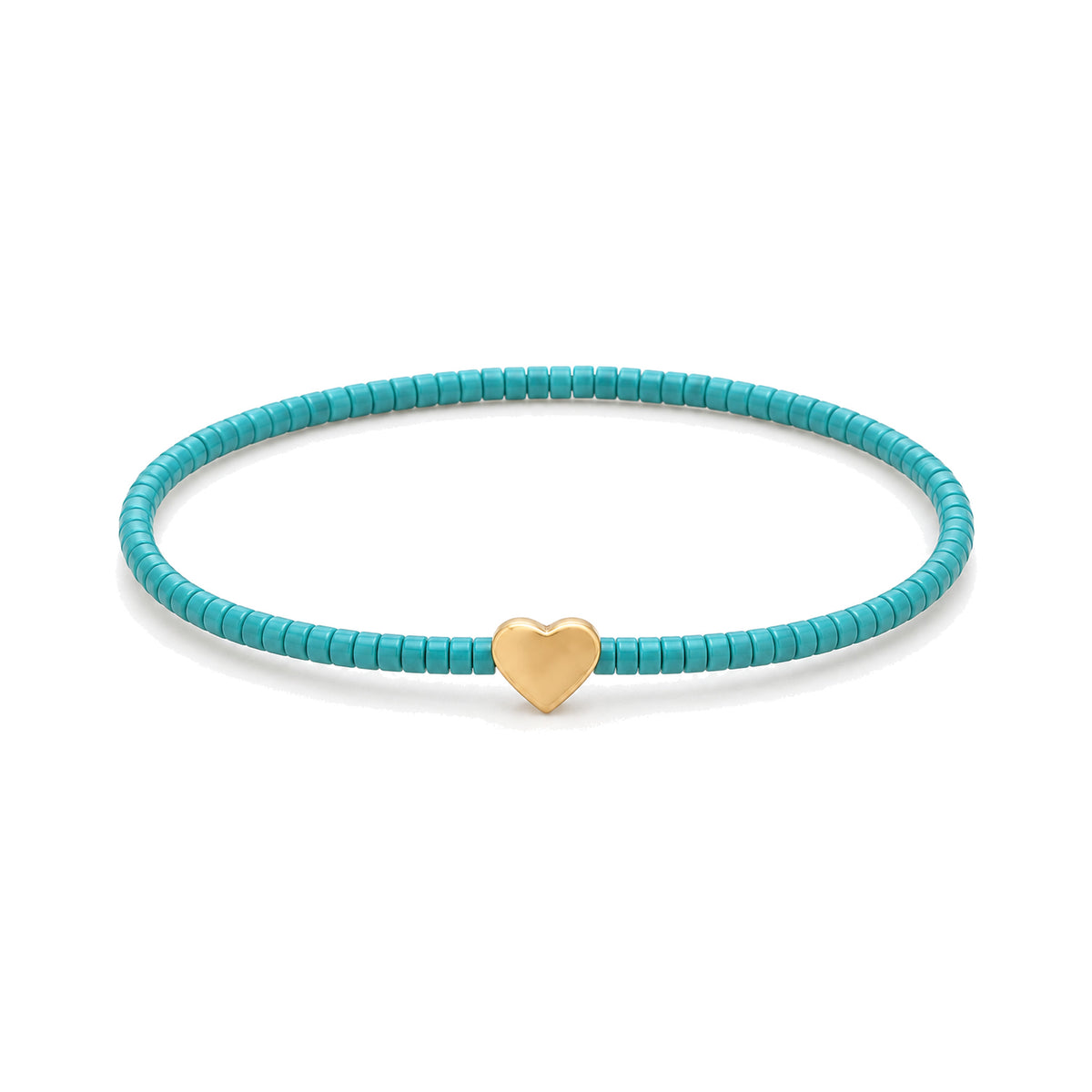 Teal Heart Charm Bracelet · 14K Gold Filled