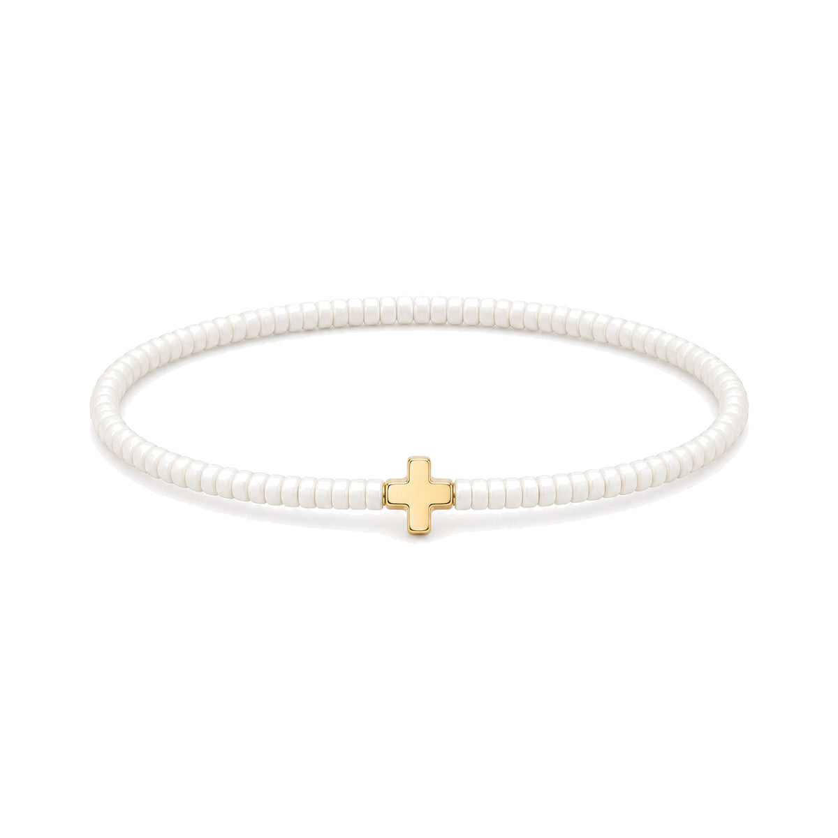 White Cross Charm Bracelet · 14K Gold Filled