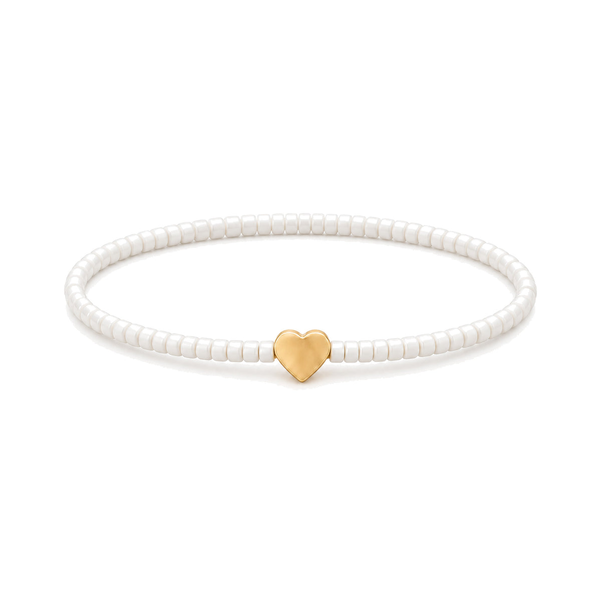 White Heart Charm Bracelet · 14K Gold Filled