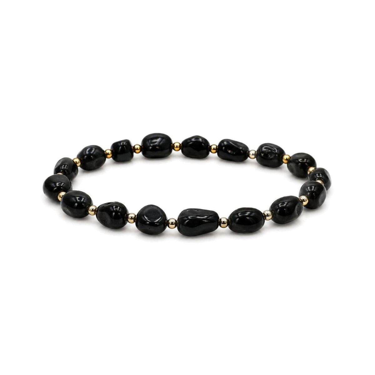 Obsidian Nugget Bracelet · 14K Gold Filled