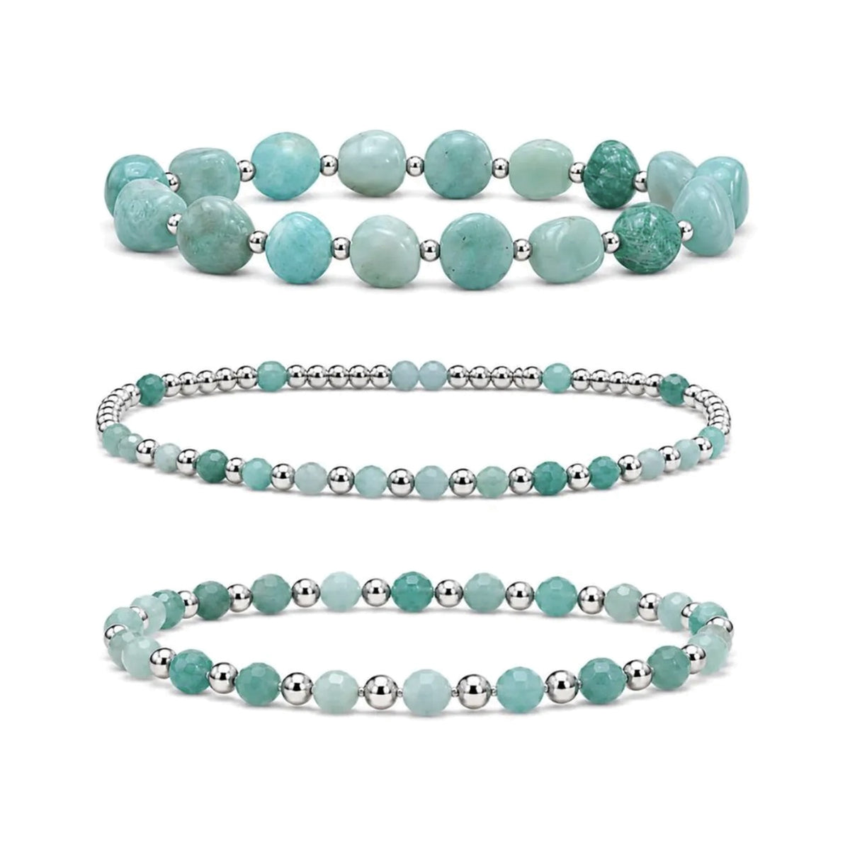 Amazonite Bracelet Set of 3 · Sterling Silver