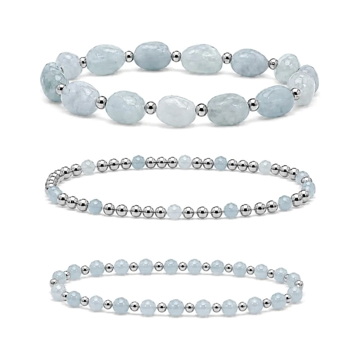 Aquamarine Bracelet Set of 3 · Sterling Silver