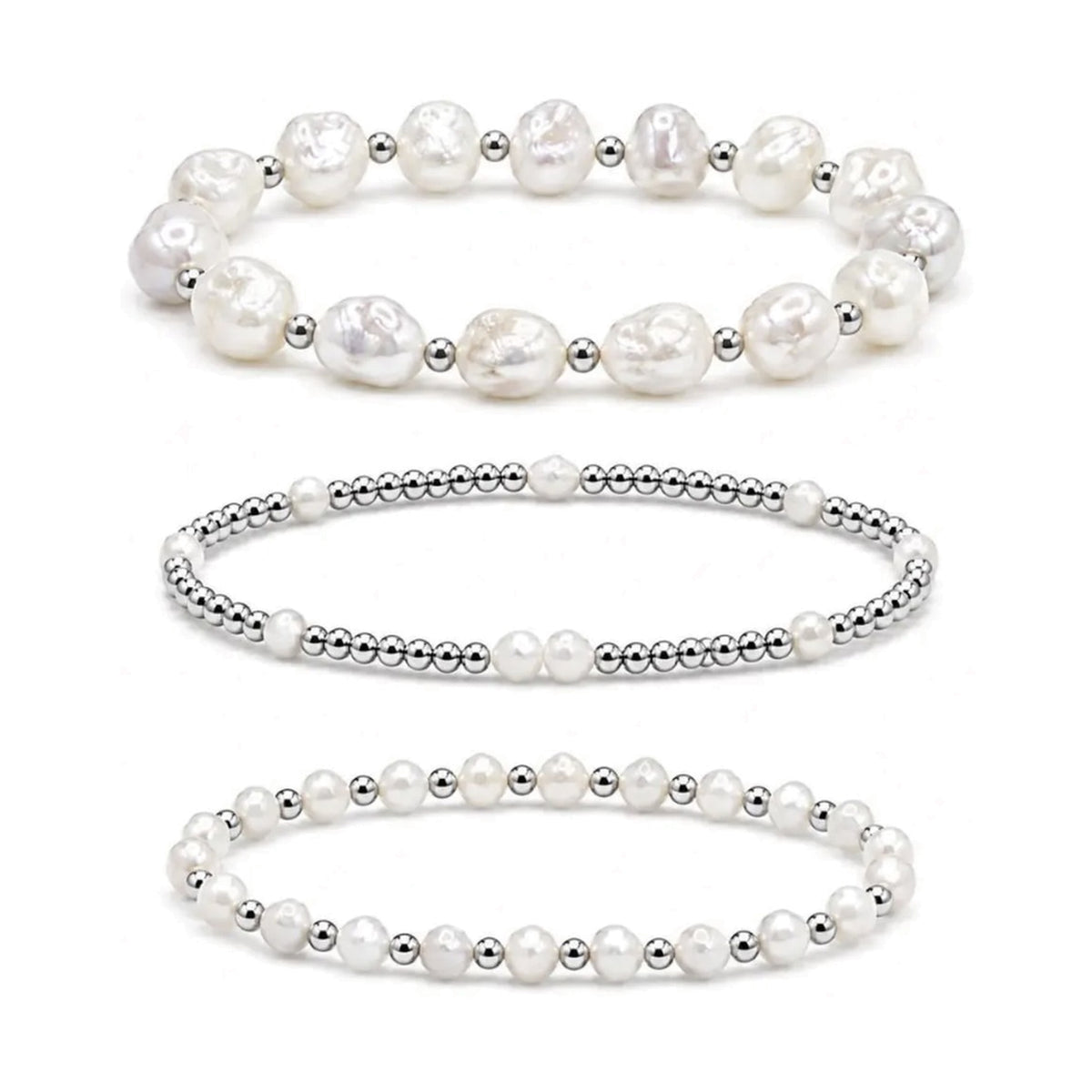 Mother of Pearl Bracelet Set of 3 · Sterling Silver