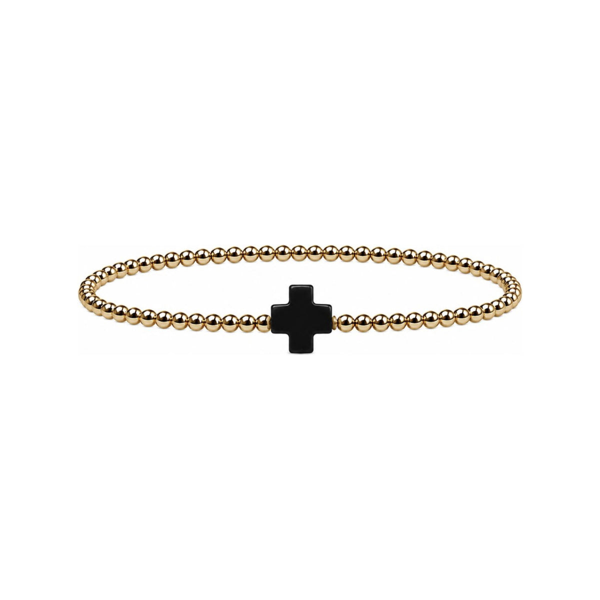 Black Coral Cross Bracelet · 14K Gold Filled