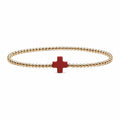 Red Coral Cross Bracelet · 14K Gold Filled