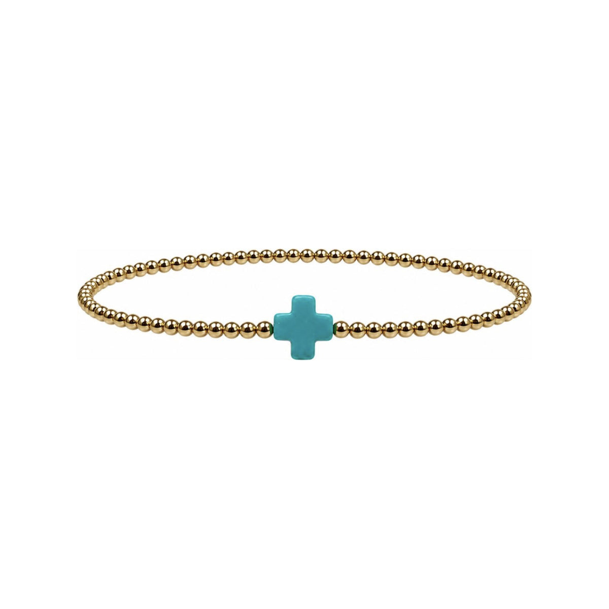 Teal Coral Cross Bracelet · 14K Gold Filled