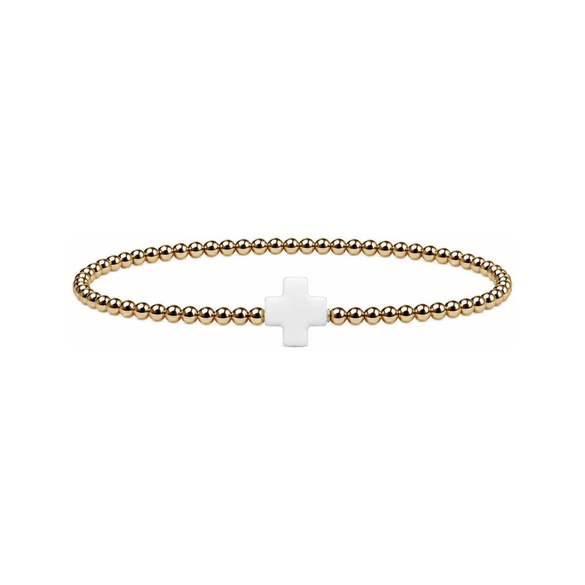 White Coral Cross Bracelet · 14K Gold Filled