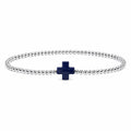 Blue Coral Cross Bracelet · Sterling Silver