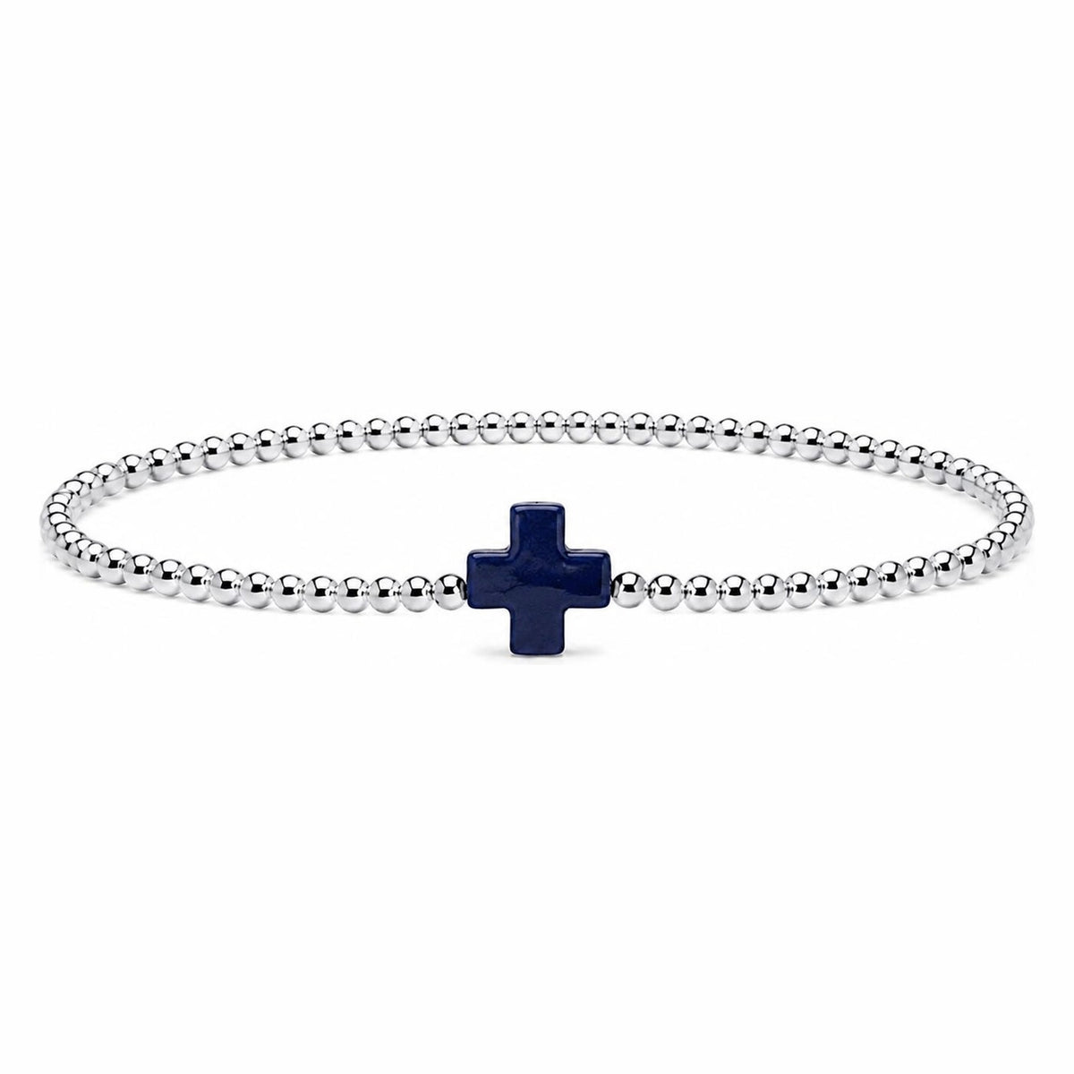 Blue Coral Cross Bracelet · Sterling Silver