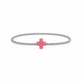Pink Coral Cross Bracelet · Sterling Silver