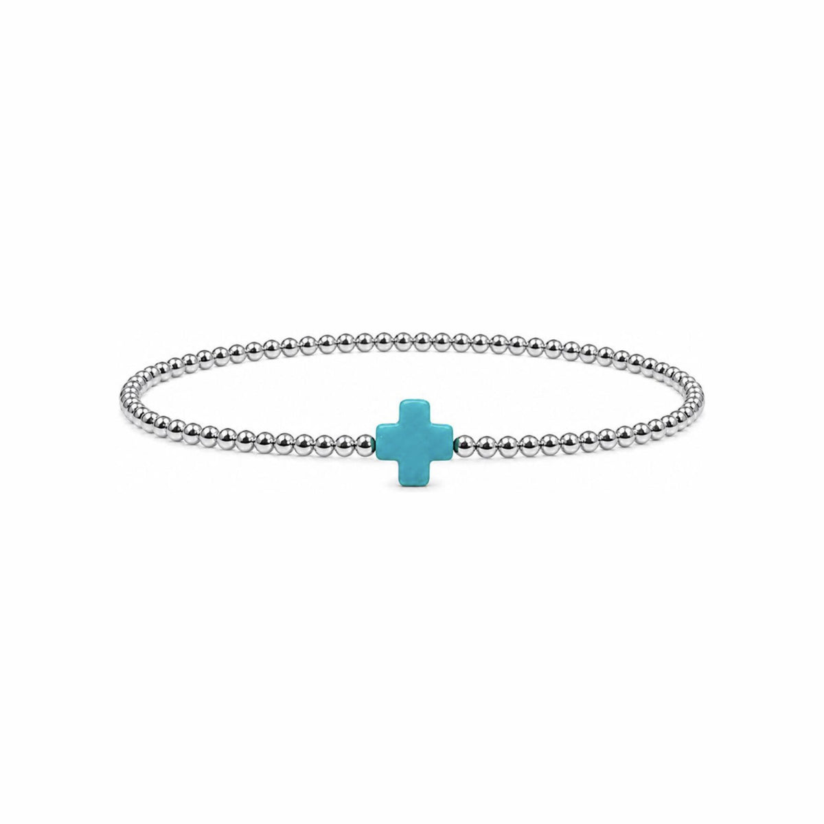 Teal Coral Cross Bracelet · Sterling Silver