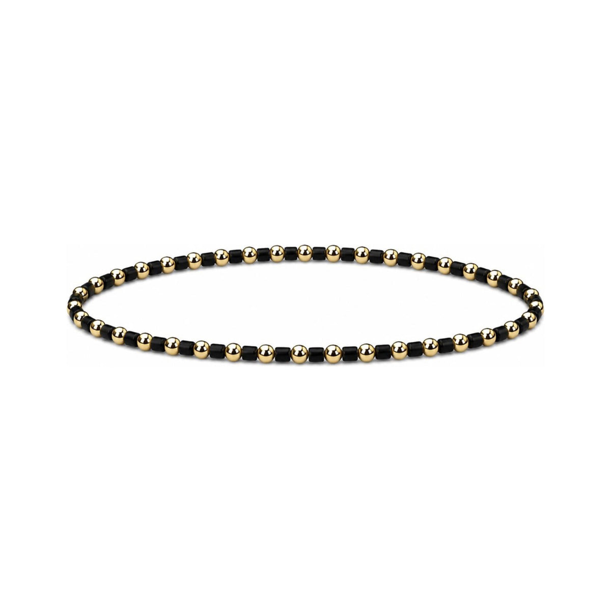 Black Miyuki Bracelet · 14K Gold Filled