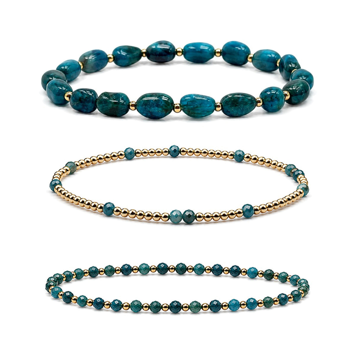 Apatite Bracelet Set of 3 · 14K Gold Filled