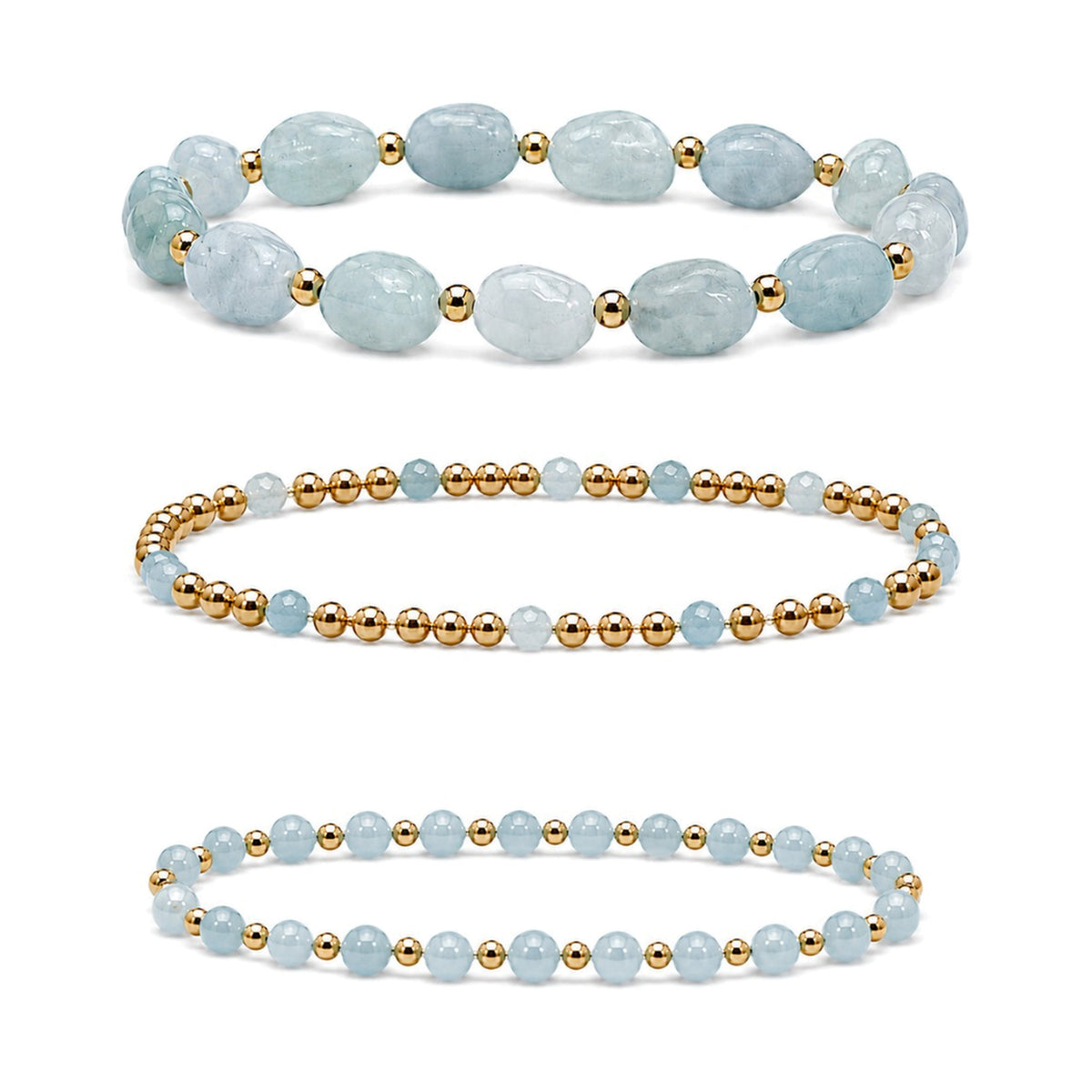 Aquamarine Bracelet Set of 3 · 14K Gold Filled