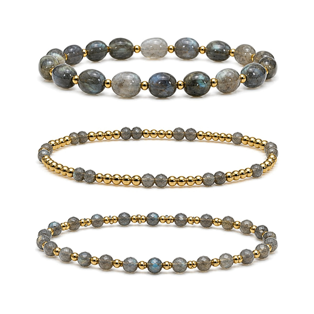 Labradorite Bracelet Set of 3 · 14K Gold Filled