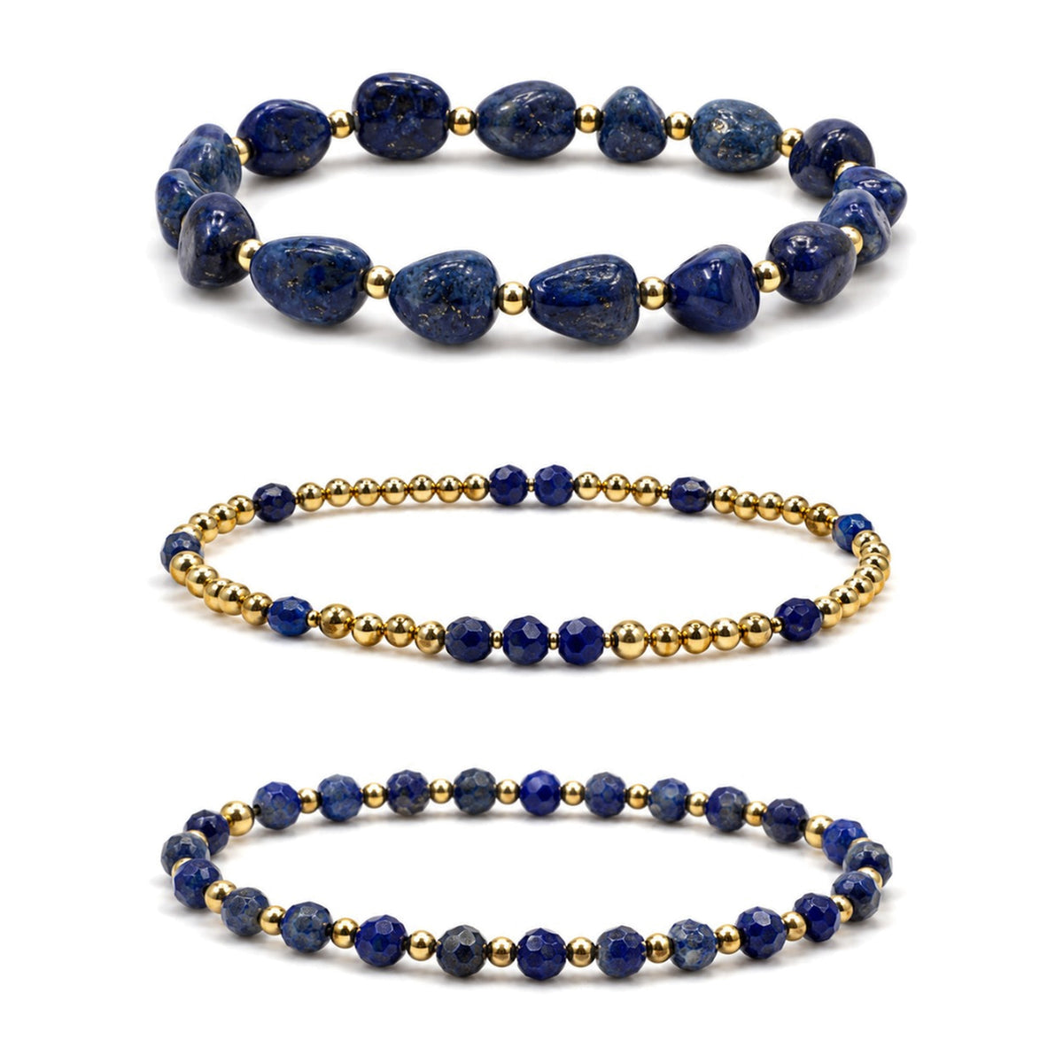 Lapis Lazuli Bracelet Set of 3 · 14K Gold Filled