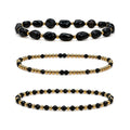 Obsidian Bracelet Set of 3 · 14K Gold Filled