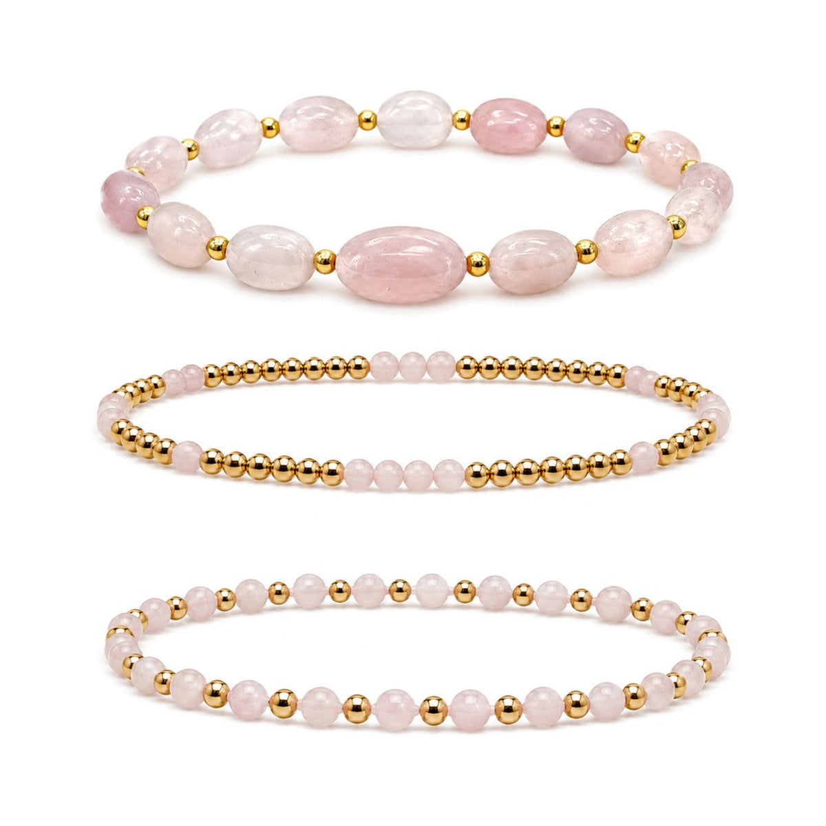 Rose Quartz Bracelet Set of 3 · 14K Gold Filled