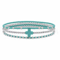 Teal Cross Bracelet Set of 3 · Sterling Silver