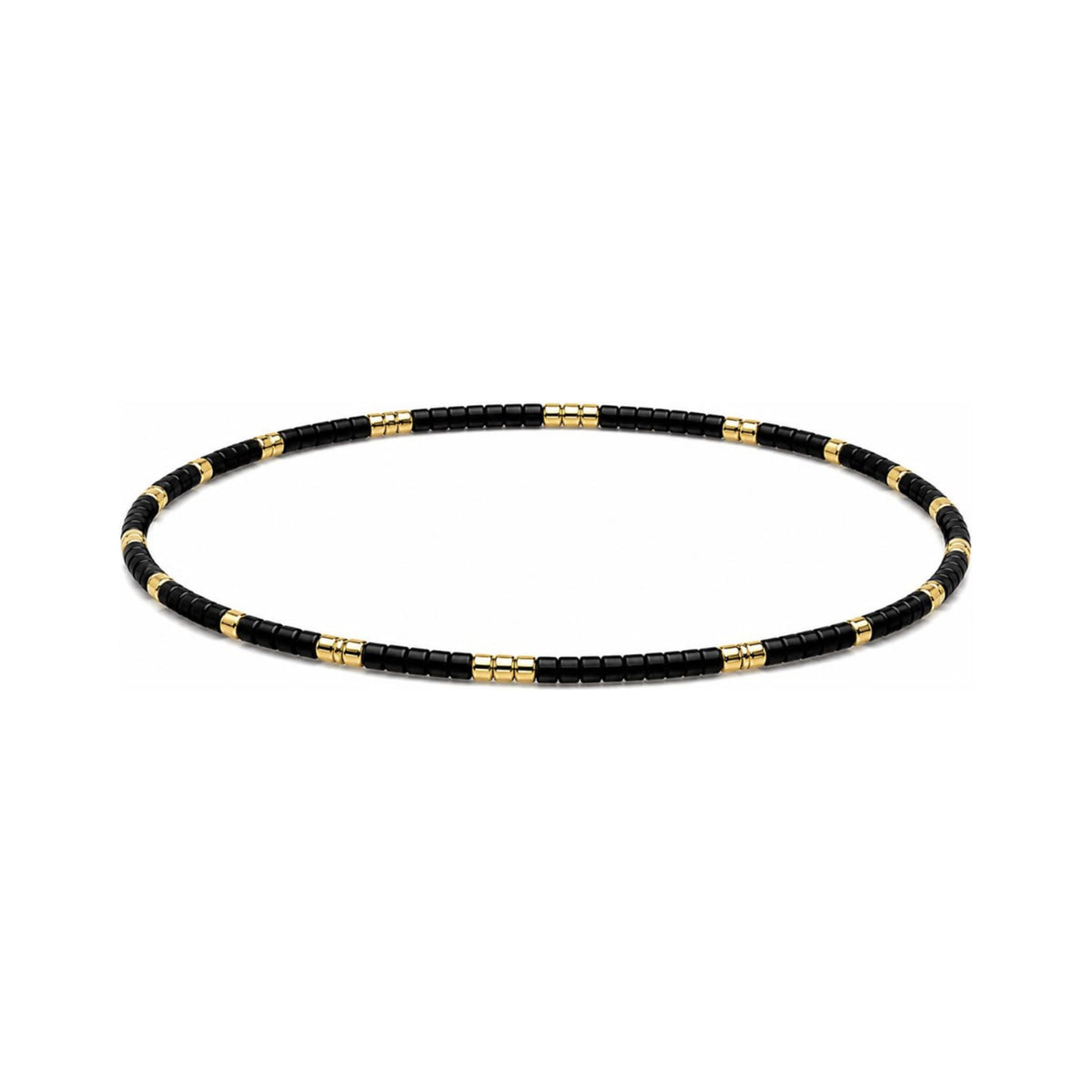 Black Thin Miyuki Bracelet · Gold Filled Accent