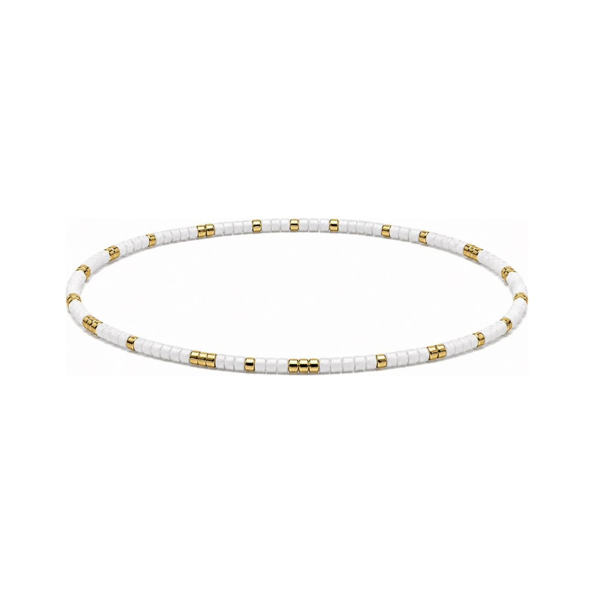 White Thin Miyuki Bracelet · Gold Filled Accent