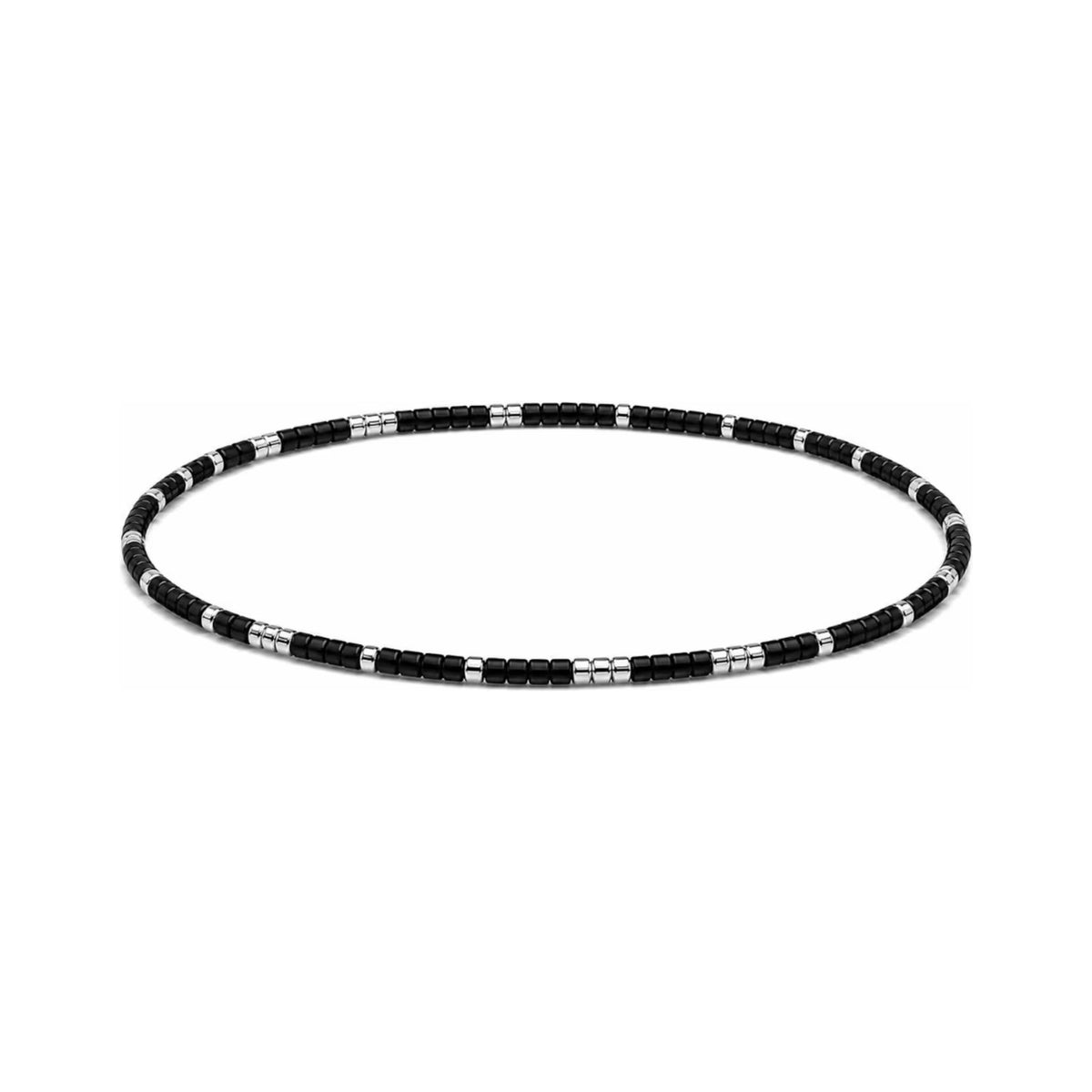 Black Thin Miyuki Bracelet · Sterling Silver Accent