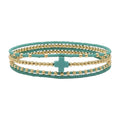 Teal Cross Bracelet Set of 3 · 14K Gold Filled