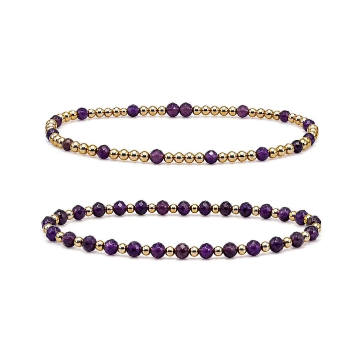 Amethyst Bracelet Set of 2 · 14K Gold Filled