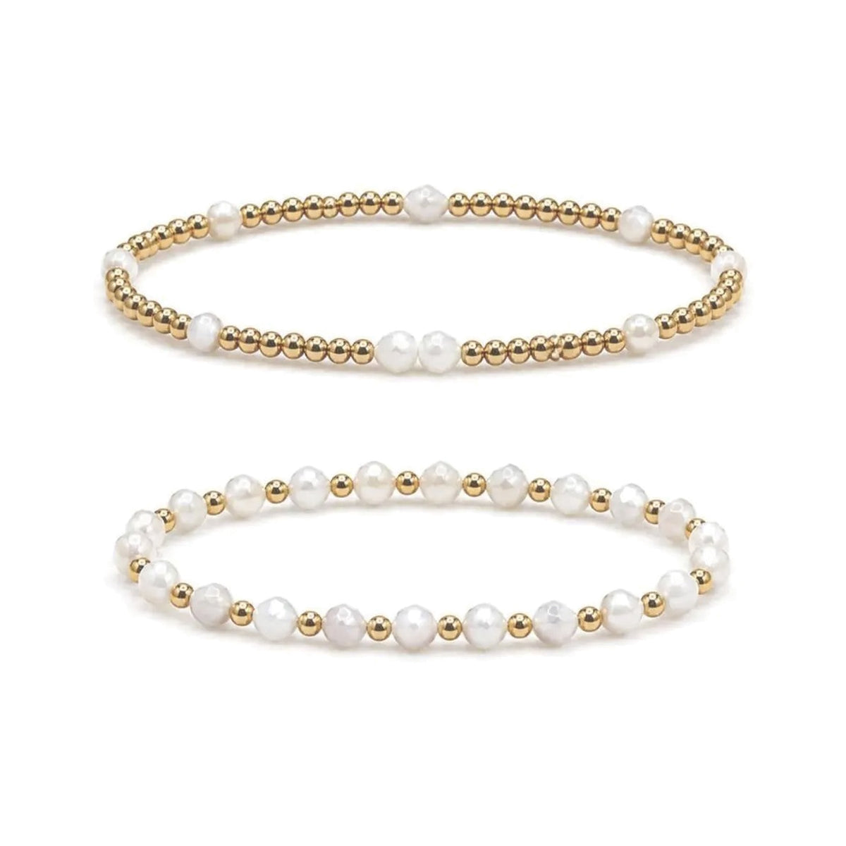 Mother of Pearl Bracelet Set of 2 · 14K Gold Filled