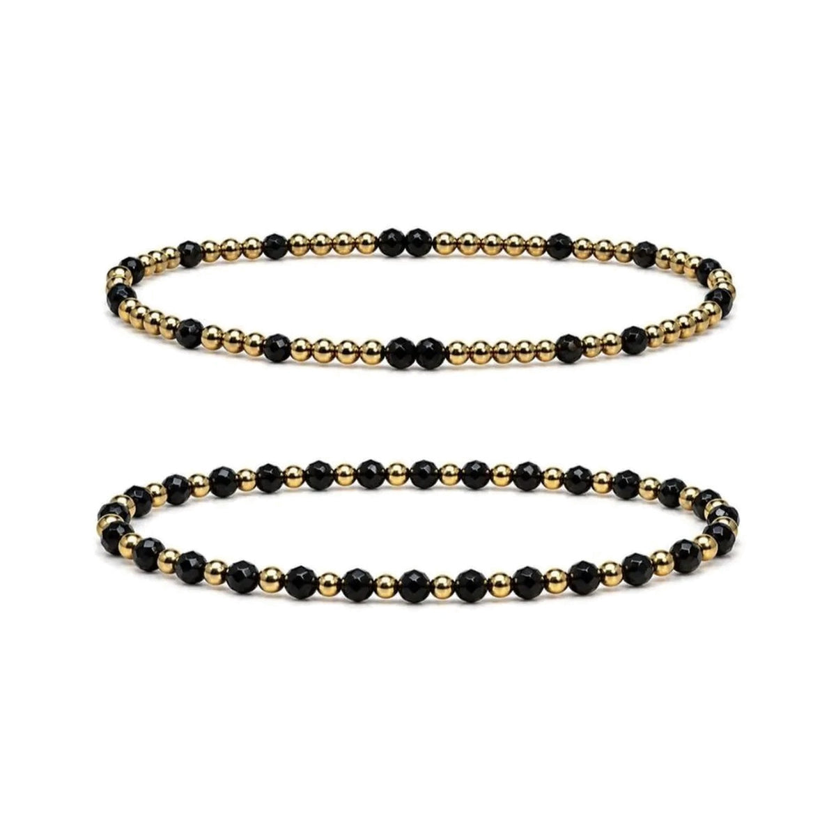 Obsidian Bracelet Set of 2 · 14K Gold Filled