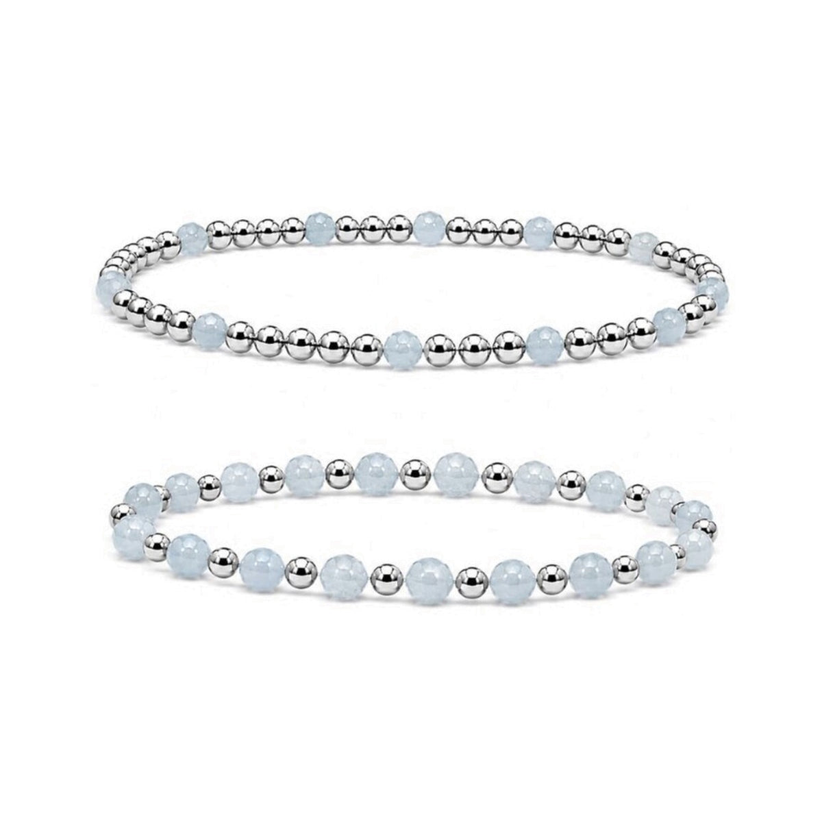 Aquamarine Bracelet Set of 2 · Sterling Silver
