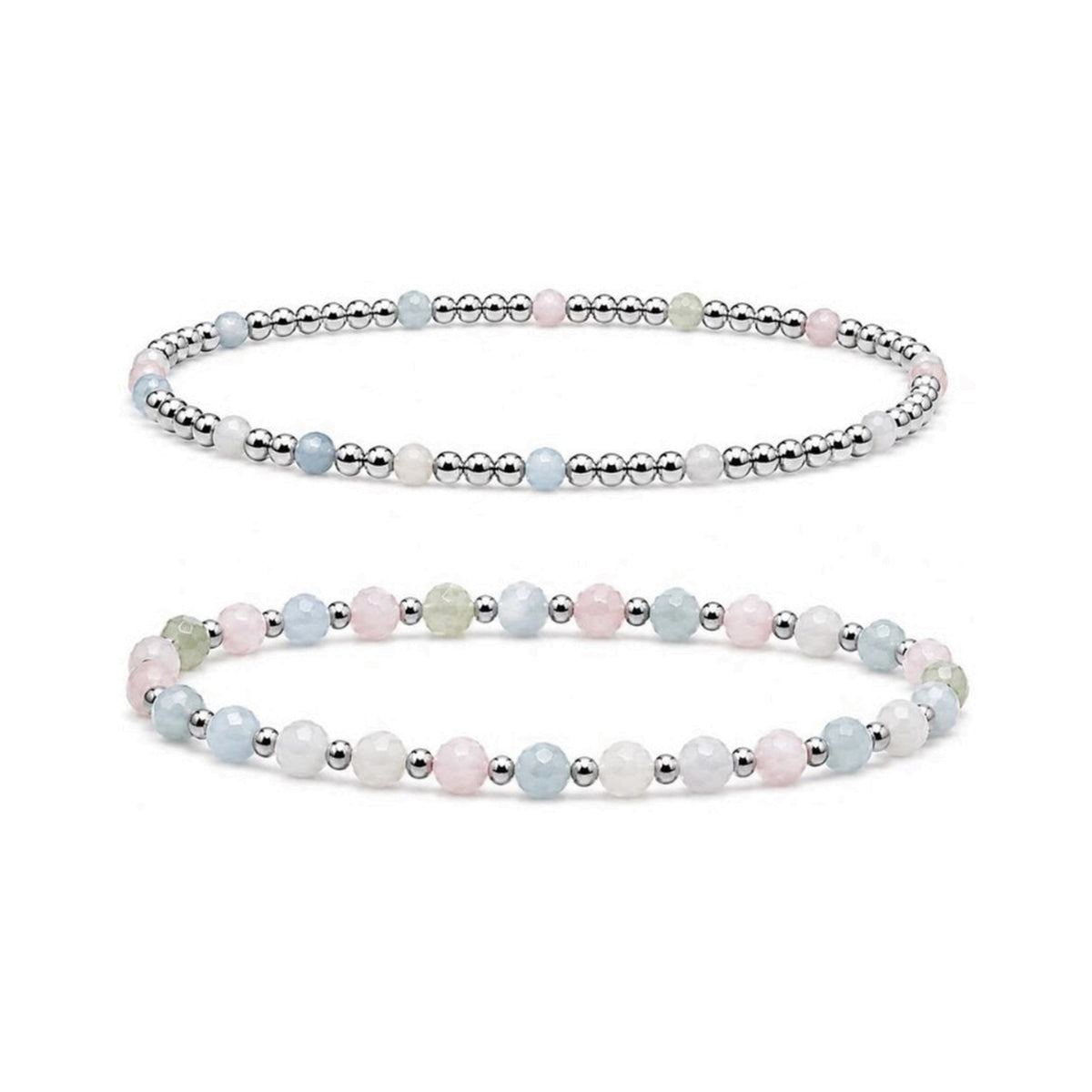 Morganite Bracelet Set of 2 · Sterling Silver