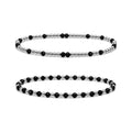 Obsidian Bracelet Set of 2 · Sterling Silver