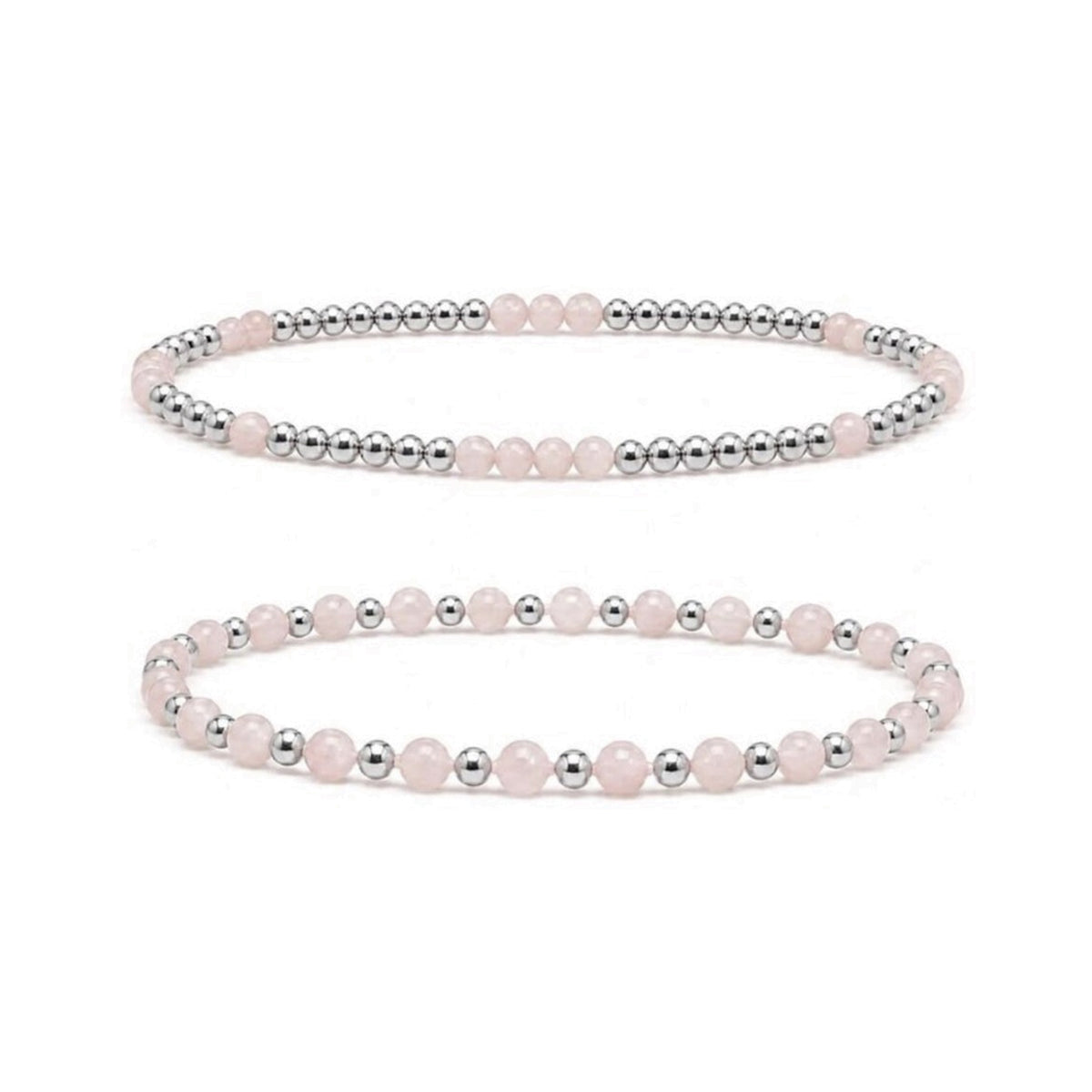 Rose Quartz Bracelet Set of 2 · Sterling Silver